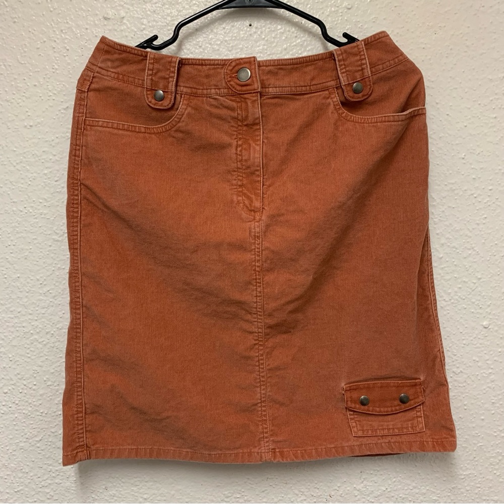 Vintage Talbots Corduroy Mini Skirt Womens Sz 8 Faded Burnt Orange Pockets Y2k